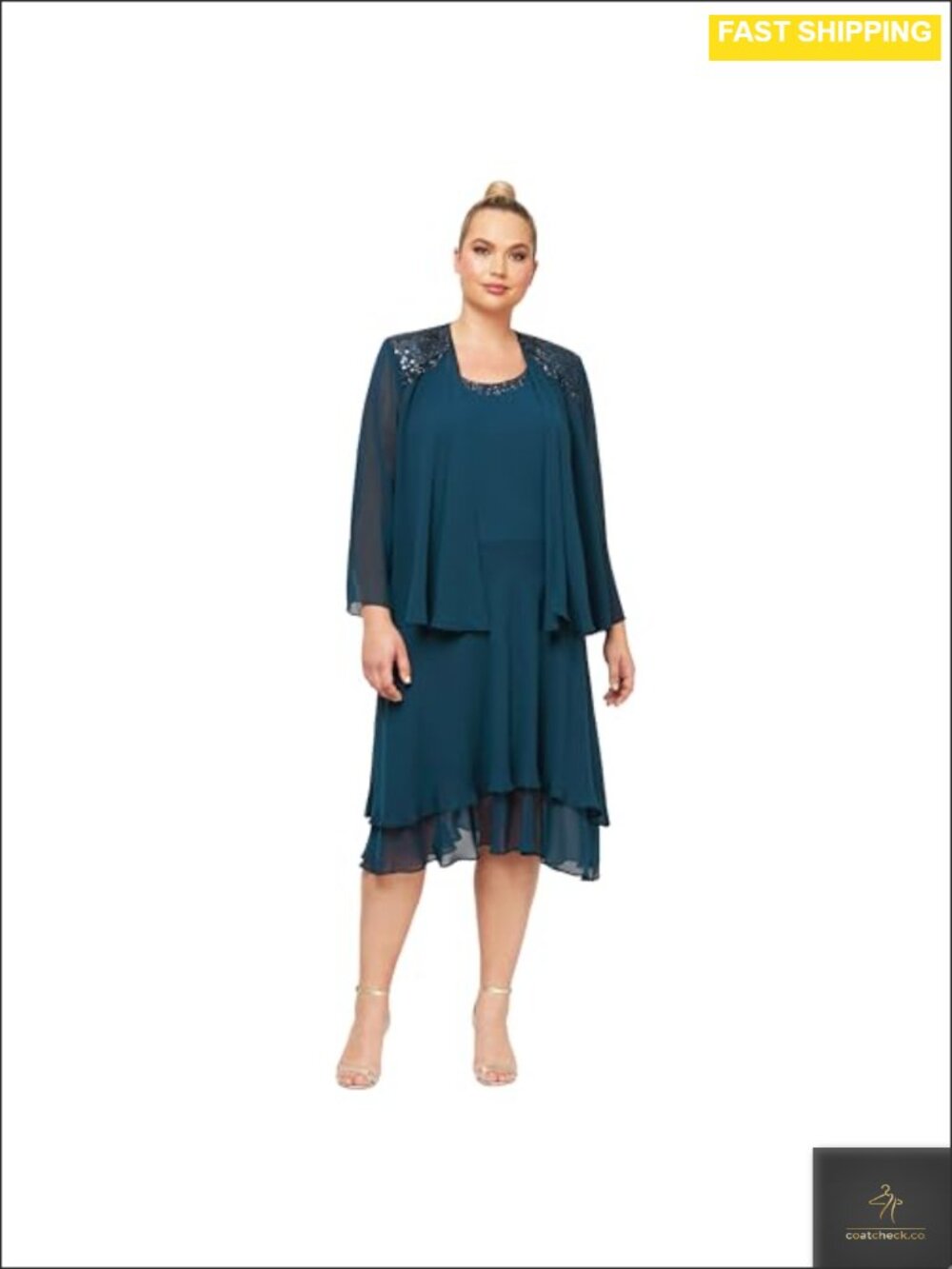 Women's Chiffon Dress Set Embellished Mother of Bride Formal Event